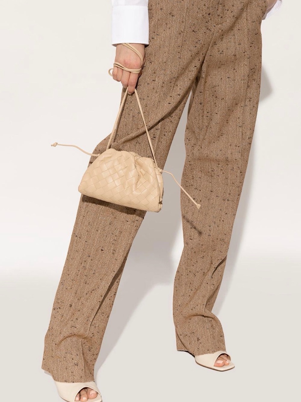 Bottega Veneta Cream Intrecciato Mini Pouch Crossbody